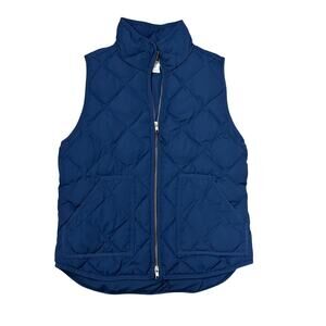 J Crew Puffer Vest Down Feather Quilted Navy Blue Bronze Medium Sleeveless